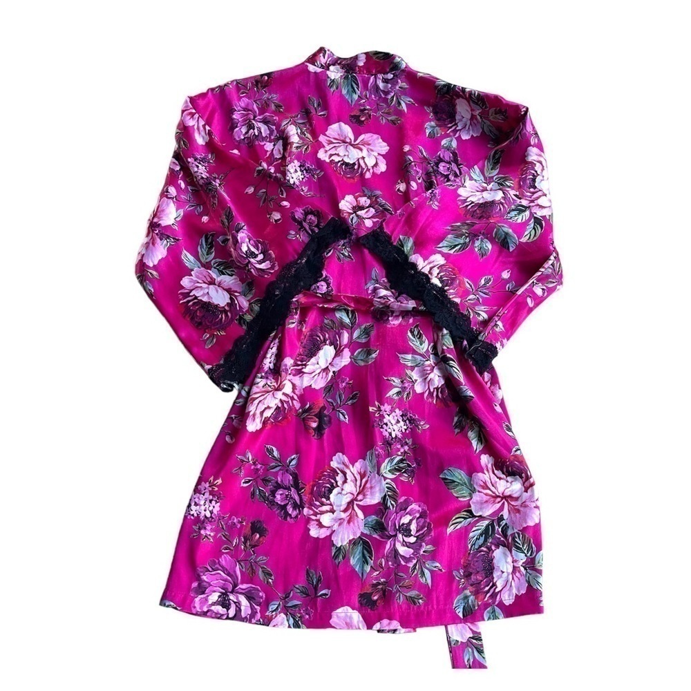 IN Bloom Fuchsia Floral Robe US XS-S - Picture 4 of 7